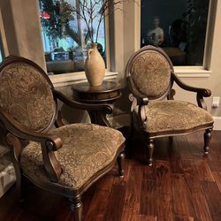 Wood  2 Armchairs Chairs Home Decor