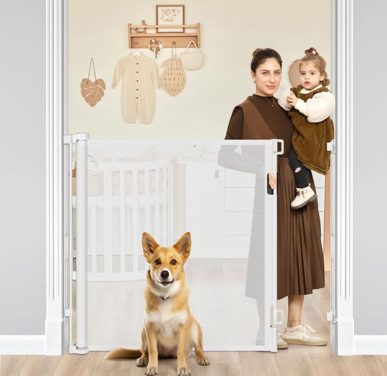 42" Tall X 60" Wide Retractable Dog Gate Extra Tall Baby Gate