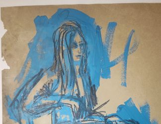 Abstract Figural Painting by Vic Siverly (1965) – Expressionist Studio Sketch