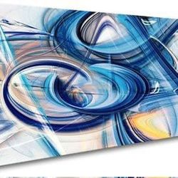 30" x 60" Framed Abstract Blue Canvas Print Wall Art Décor ⭐NEW IN BOX⭐