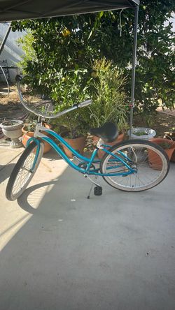 Blue and white bike
