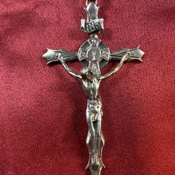 XL Sterling Silver 925 Cross Crucifix Pendant 27 Grams 