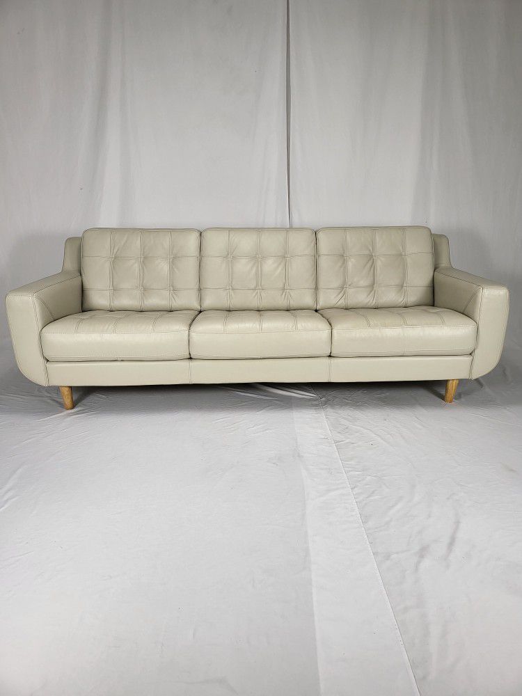 Havertys Metropolis White Leather Sofa