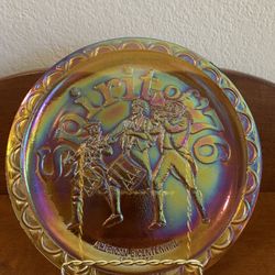 Vintage Spirit of ‘76 American Bicentennial Amber Iridescent 8” diameter plate