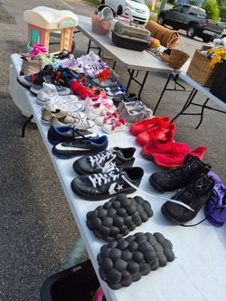 shoe sale outside$20  each adults and children's will add a little bit more to it
