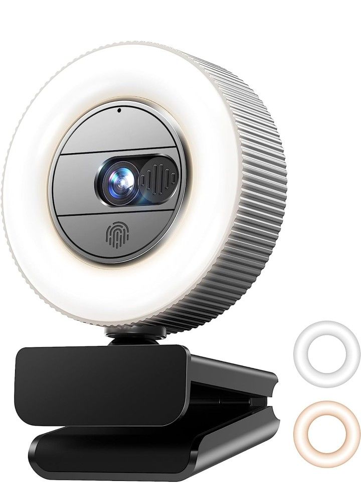 2K Quad HD Webcam + Selfie Ring Light