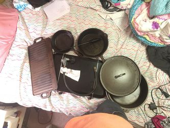 Bass pro shop cast iron camping cookware and grill
