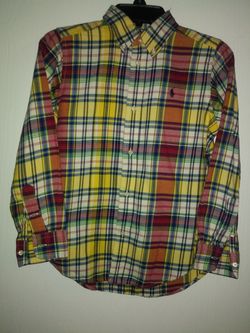 REDUCED! Ralph Lauren Boys Plaid Cotton Poplin Shirt Sz7