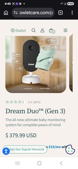 Owlet Dream Duo Sock and Monitor Brand New In Box