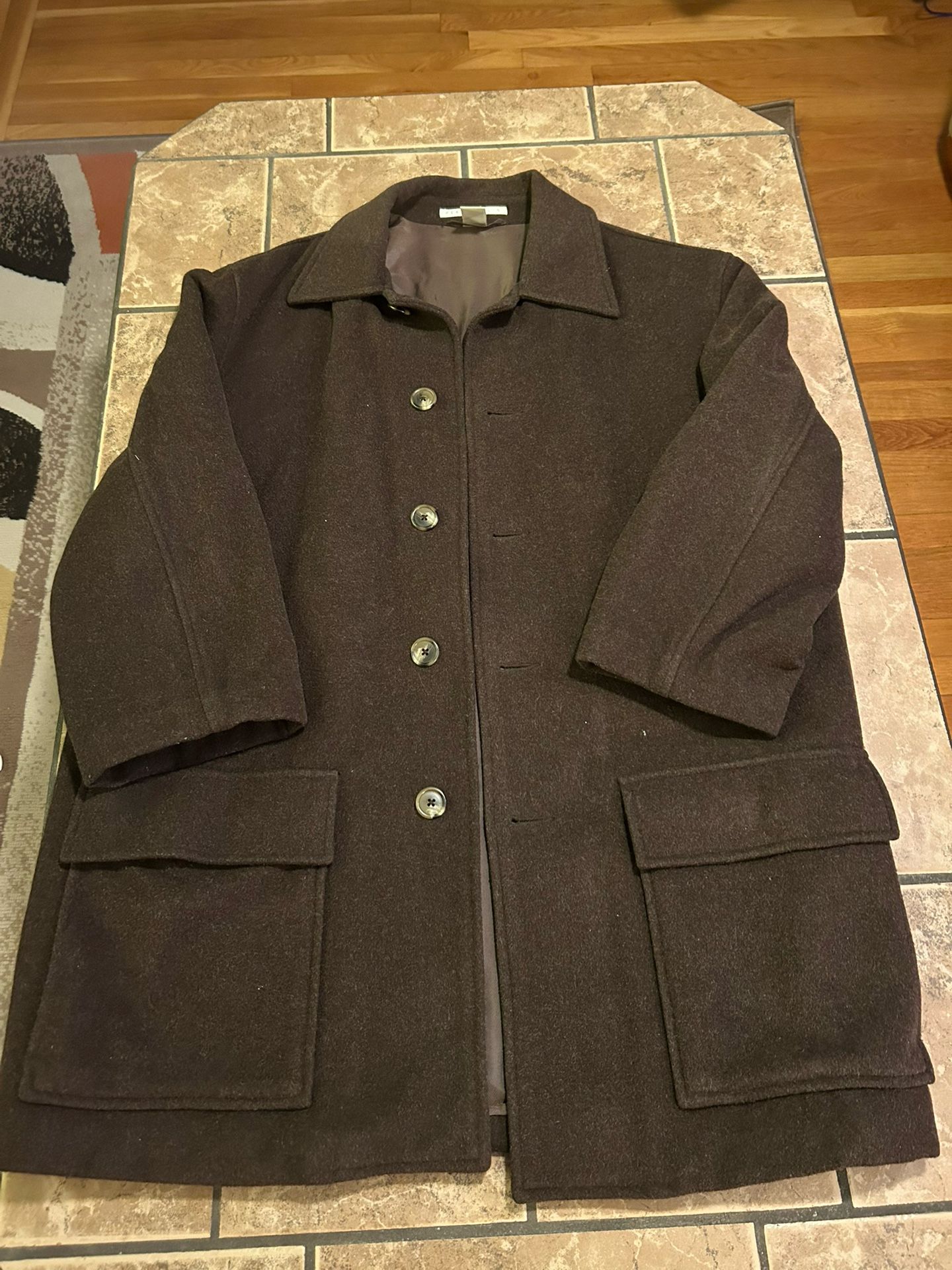 Perry Ellis Medium Brown Wool Over Coat
