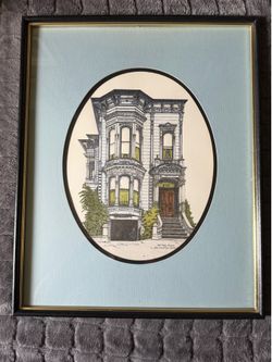 Vintage Signed Debbie Patrick SF Victorian Art Print Framed 1976