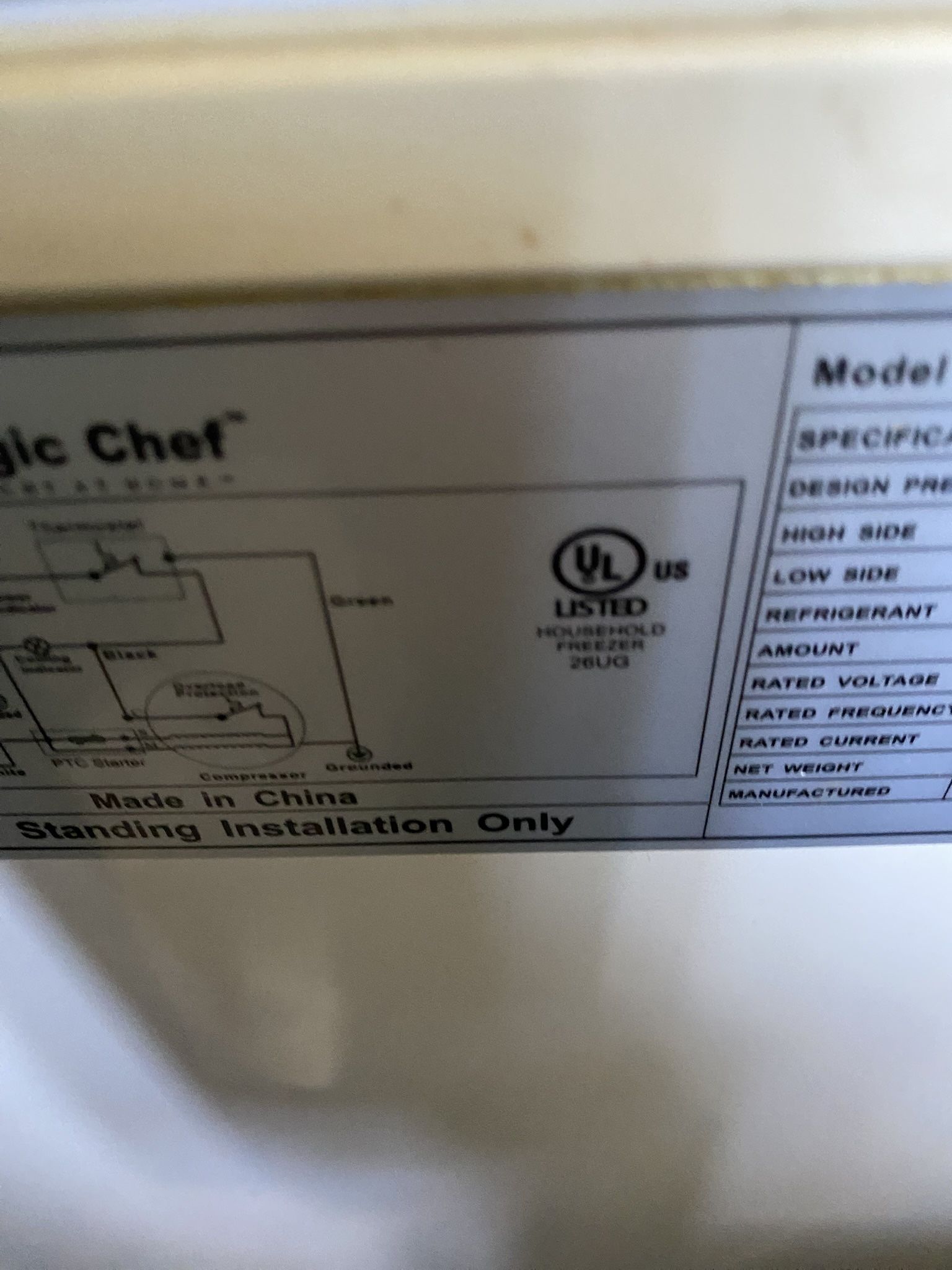 Magic Chef Deep Freezer