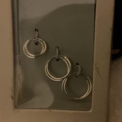 3 Pairs Of Sterling Silver Hoop Earrings( 3 Sizes)