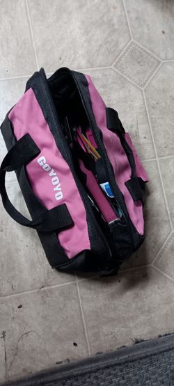 Pink tool bag.