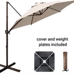 9ft Cantilever Umbrella with Cover and Weight Plates

