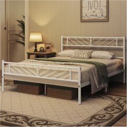 Metal Platform Bed with Arrow Design