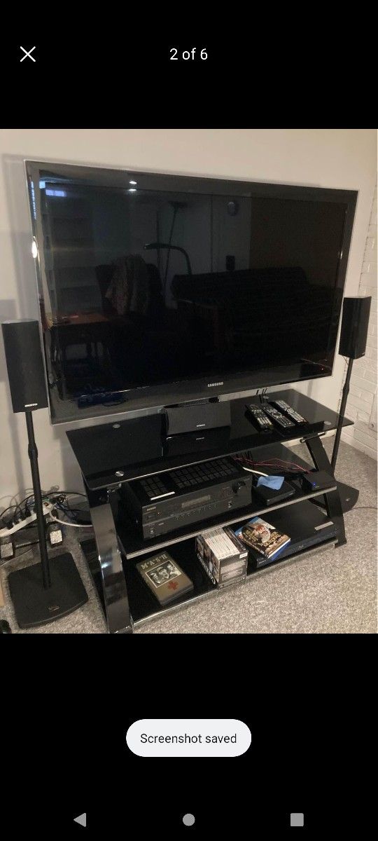 55 Inch Samsung Tv With Tv( Not Smart ) Needs Firestick Stand Well Make Offer Willing To Separate