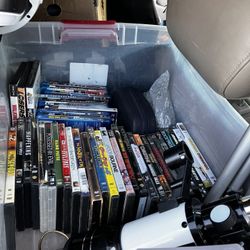Box Of DVDs Blue Rays And Video Games