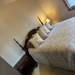 4 Piece Bedroom Set Wood Dark Finish