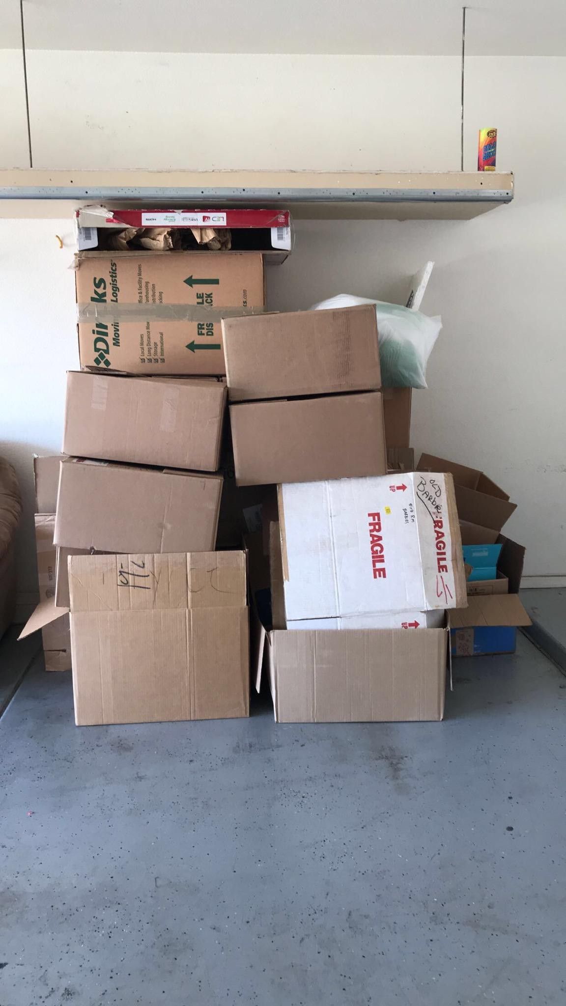 Moving boxes and paper