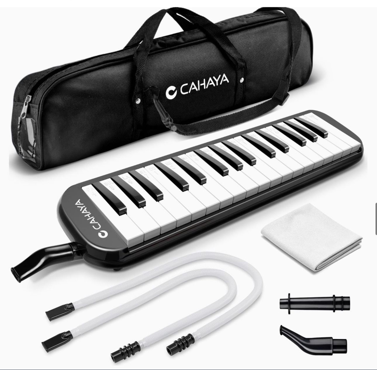 32 Keys Double Tubes Mouthpiece Air Piano Keyboard Musical Instrument with Carrying Bag 32 Keys, Black
