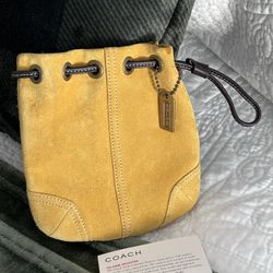 VINTAGE Coach Rare Suede Drawstring Wristlet 