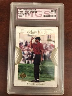 2001 UpperDeck Golf #151 Tiger Woods Victory March Master Grading Ten 10 Gem Mint Rare