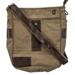 Canvas faux Leather Crossbody Bag With Strap 