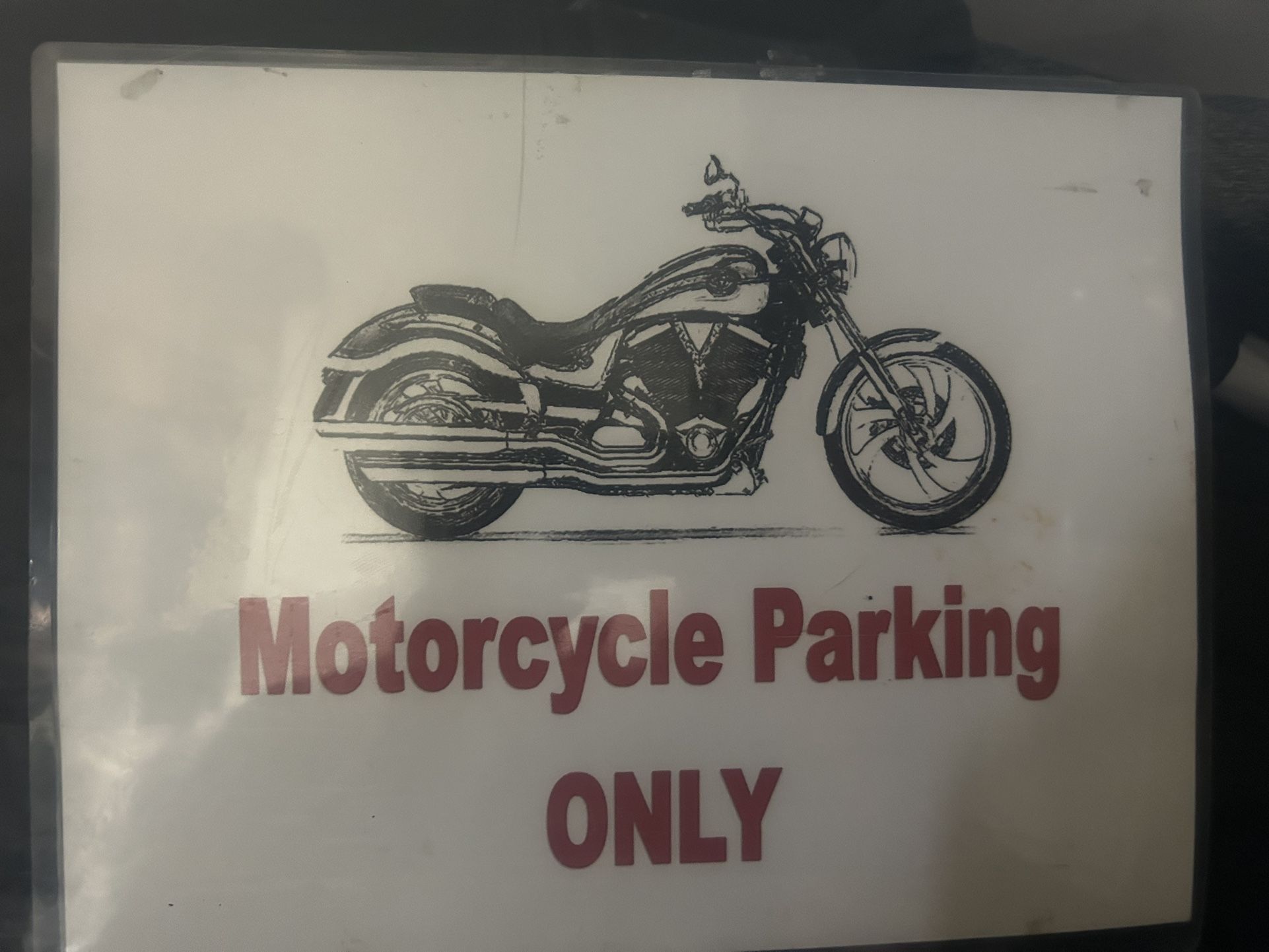 Motorcycle Parking Only Laminated Sign On White Background
