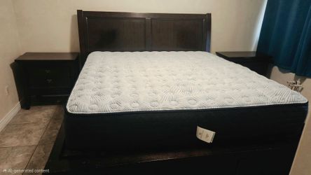 Bed frame, mattress, dressers