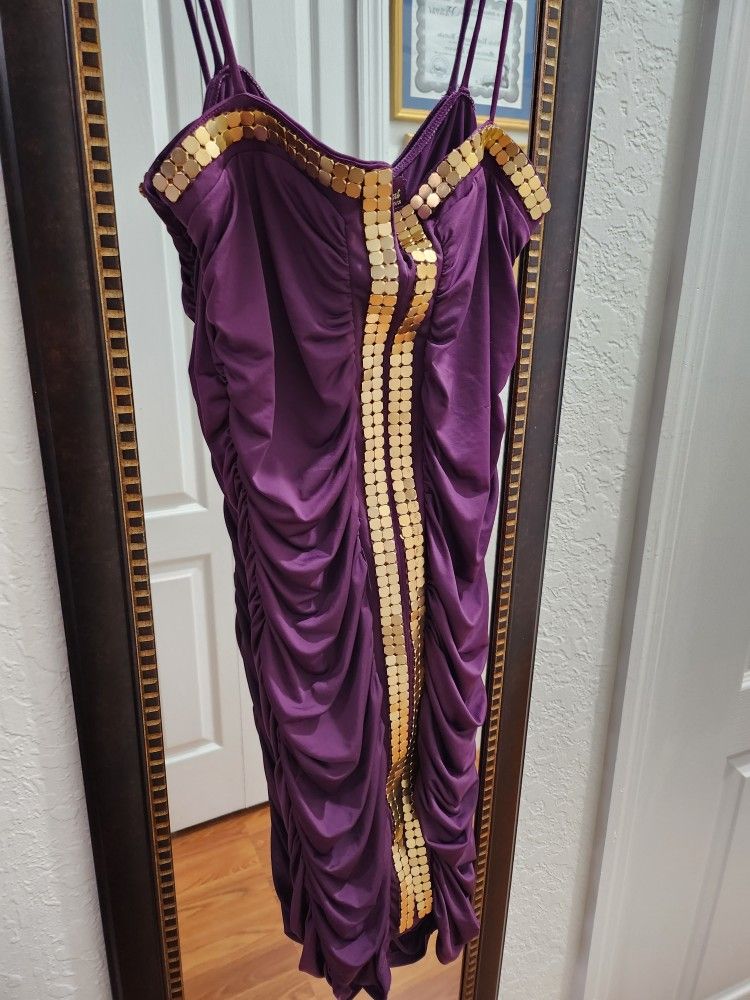 purple and gold party dress Nox Anabel C1613 Fitted Prom Long Glitter Formal Dress main image 0