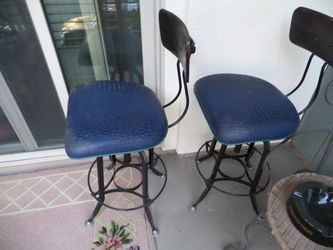 TWO BLUE REPTILE BAR STOOLS