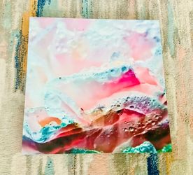 Pink & Teal Abstract Wall Art Print – Modern Framed Decor