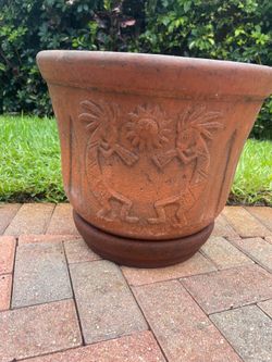 Large kokopelli terracotta planter