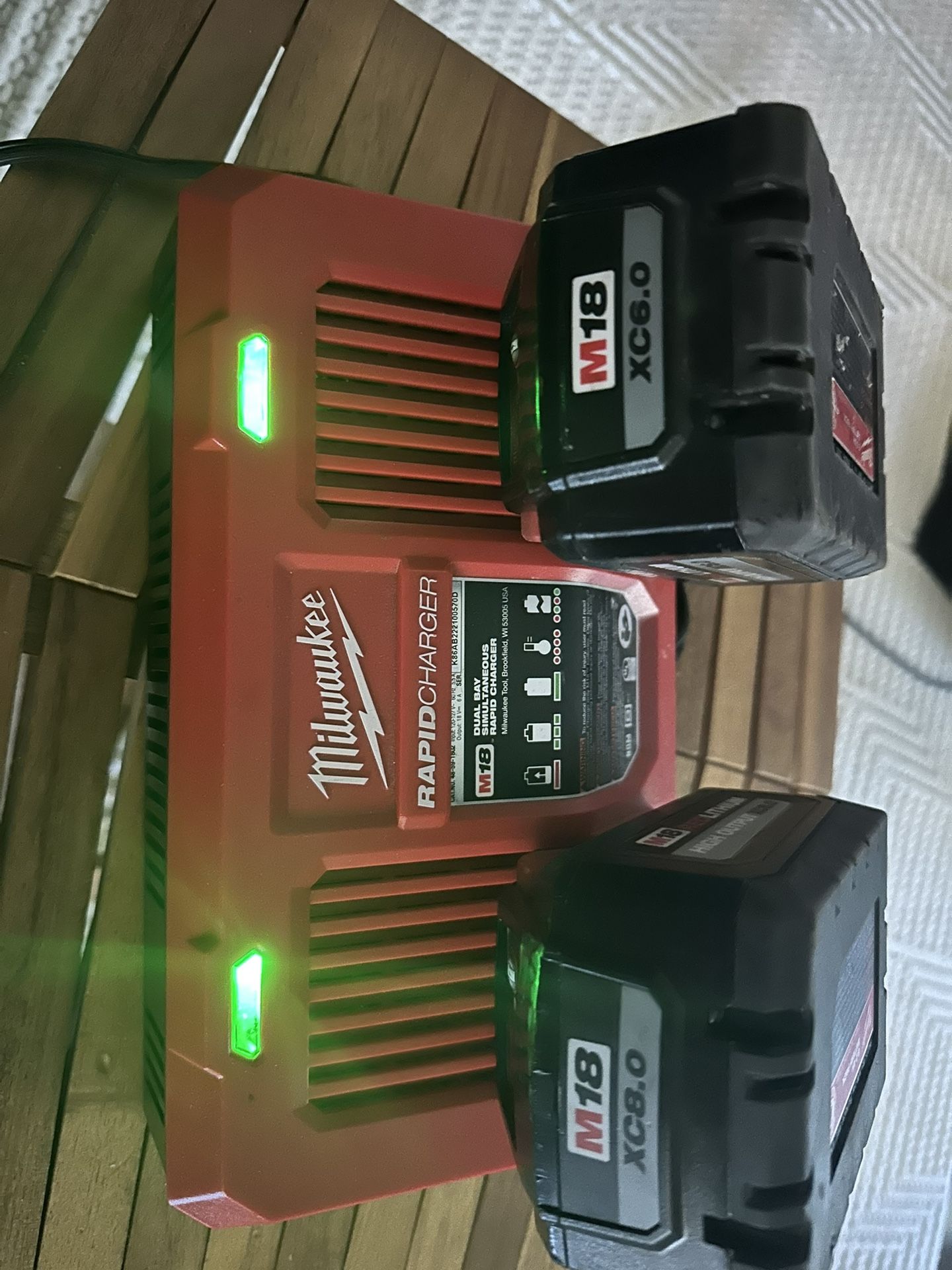 Milwaukee M18 /6.0 And 8.0 Batteries Plus Rapid Dual Charger
