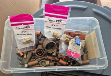 Plumbing Fittings Lot - Copper, Brass, New SharkBite & Valves