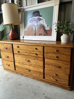 Vintage Oak 9 Drawer Dresser