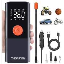 10000 mAh Tire Inflator Portable Air Compressor with Digital Pressure Gauge, Battery & LED Light, 12V Smart Air Pump for Car Tires, Motorcycle, SUV, E