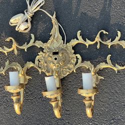 Antique French Louis XVI Electrified Brass Wall Sconce