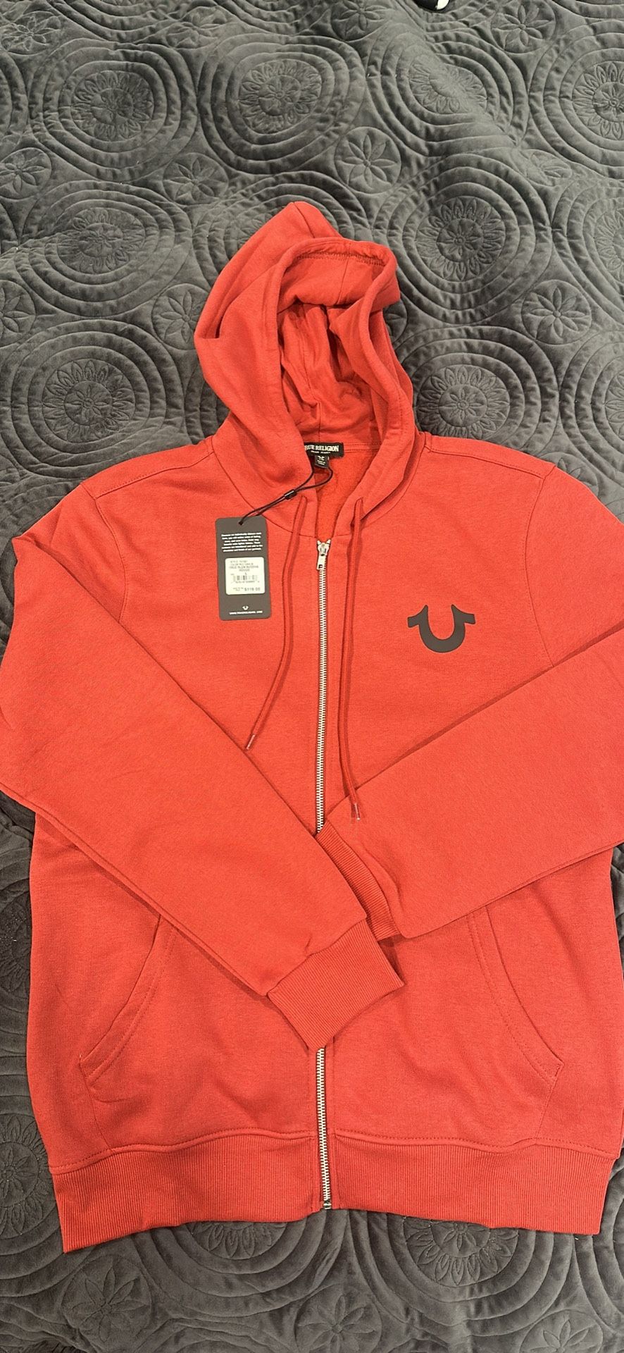 Red true religion zip up hoodie