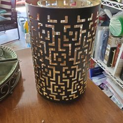 Mid Century Modern Metal Cane Holder, Glass Insert