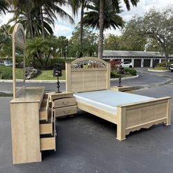 Beautiful Bedroom Set Queen Size Solid Wood Clear Color Like New by Ashley Furniture