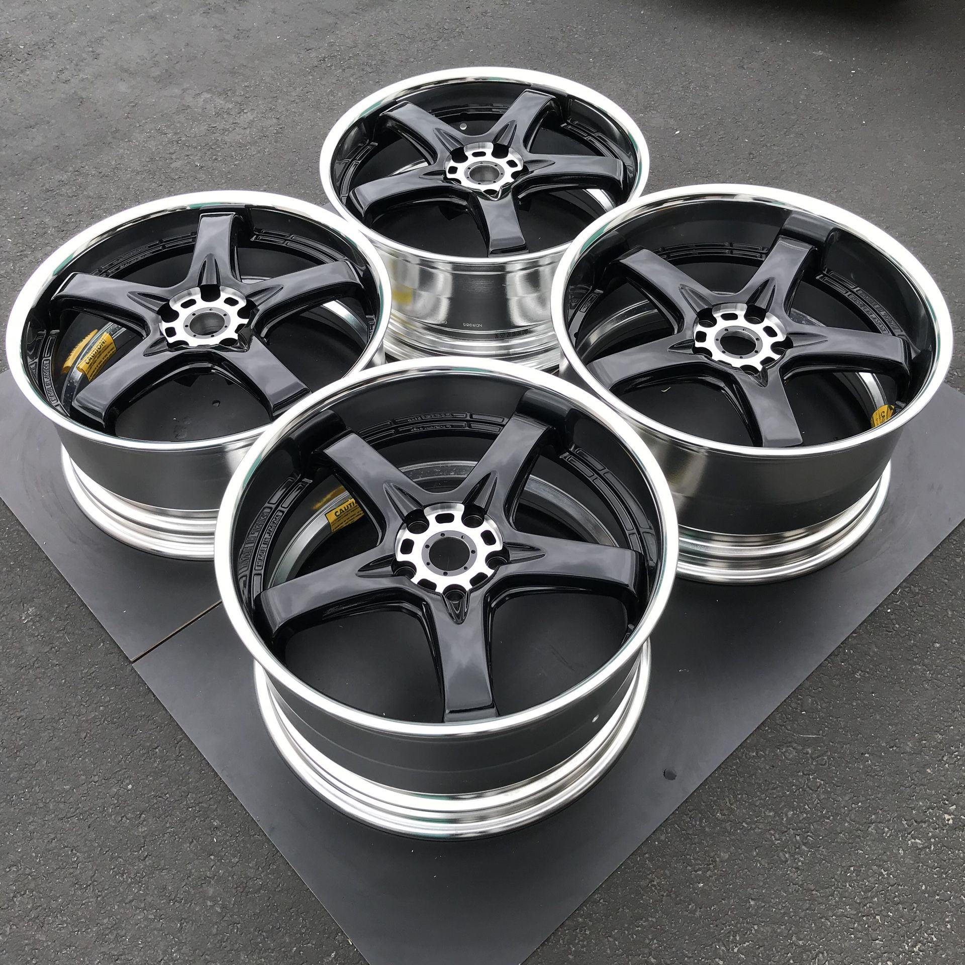 RH PRO R5 Wheels 19x8.5 19x10 5x114.3 - (Made In Japan By Work Wheels) black (2-piece Staggered) - Toyota Supra, Mazda RX-7, Lexus IS250 IS300, Ford