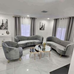 grey sofa & loveseat living room set
