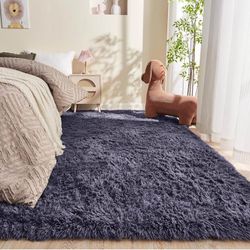 OPPODREAM 8x10 Greyish Purple Rugs for Bedroom, Ultra-Soft Fluffy Area Rugs for Living Room, 8 x 10 Shag Carpet for Nursery, Kids, Girl, Boy, Baby, Pl