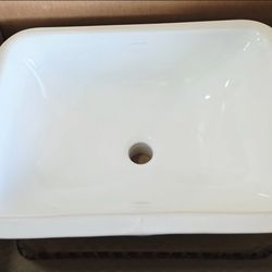Kohler K-20000-0 Caxton White Undermount Bathroom Sink With Mounting Clips - NEW