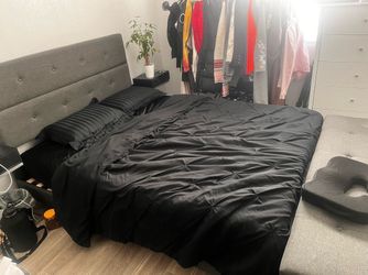 3-in-1 Queen Bed With Ottoman Storage with gel memory foam mattress