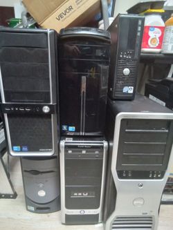Lot of 6 computers (5 PC and 1 case)  Dell Gateway Diablotek
