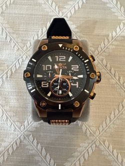 Invicta Bolt Chronograph Black Rose Gold 50mm Silicone Strap Watch