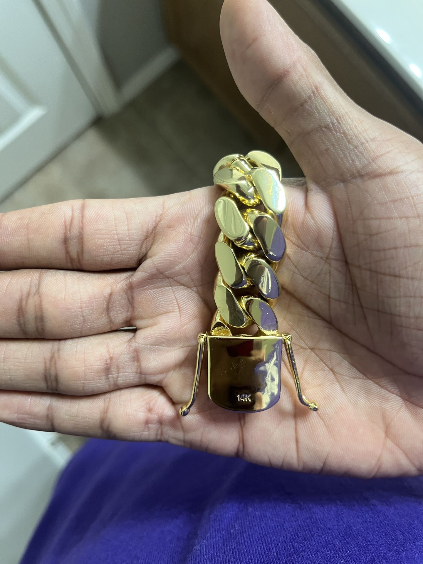 20MM 14K Miami Cuban Bracelet Size 7